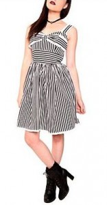 Hell Bunny Black and White Striped Dress