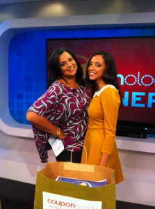 Couponology's Krystal Cordova with PIX11's Sukanya Krishnan 