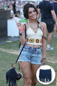 JJ Winters Mini Fringe Bag in Navy as seen on Vanessa Hudgens